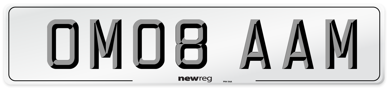 OM08 AAM Number Plate from New Reg